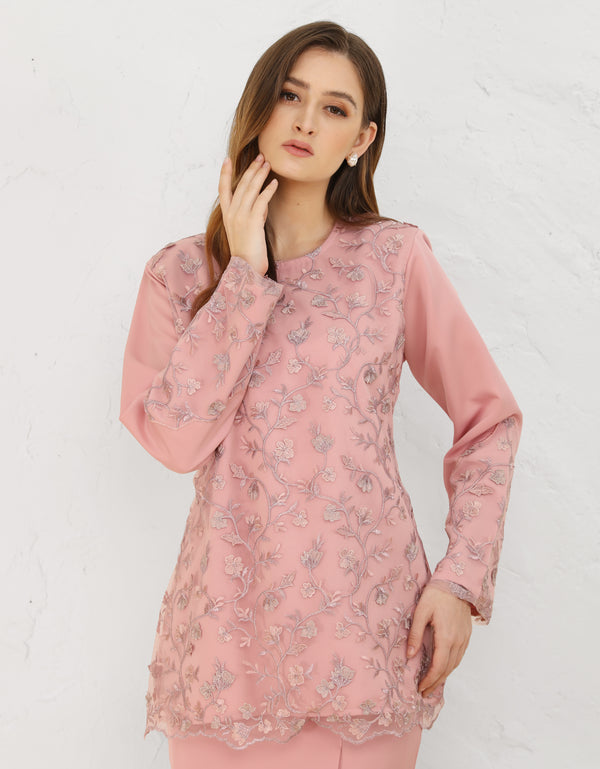 BAJU KURUNG KEDAH ZESTIA (DUSTY PINK)